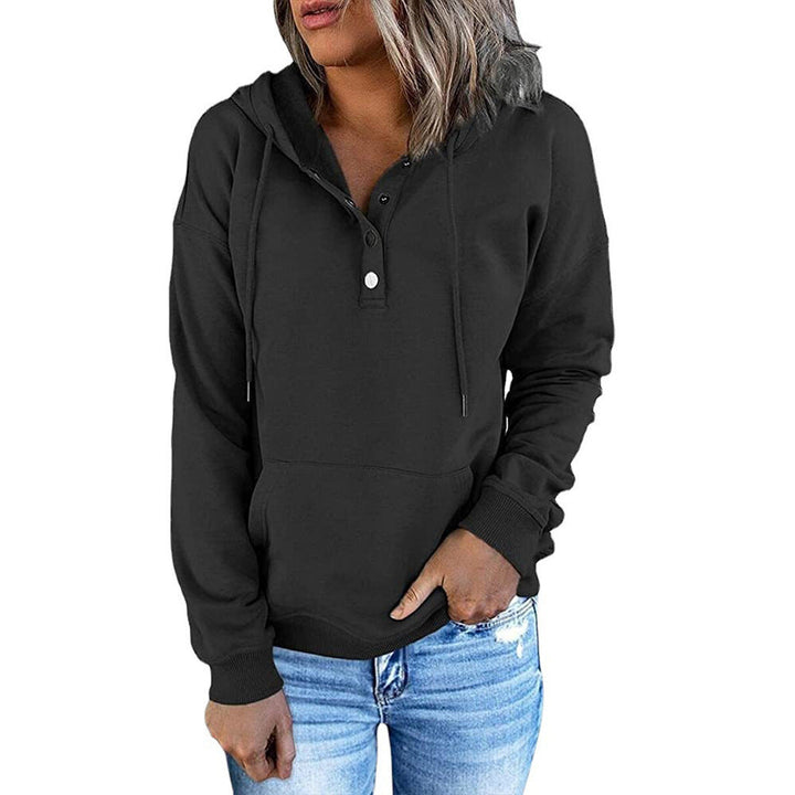 Damen Kapuzenpullover mit Knopfdetails und weichem Fleece-Material Drune