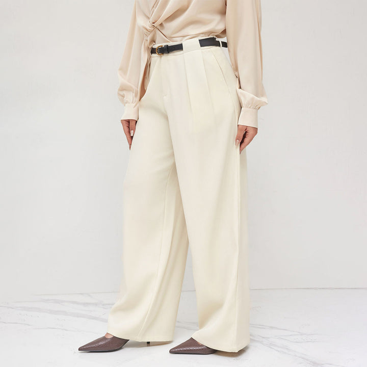 Damen Weit geschnittene Hochbundhose mit Gürtel Drune