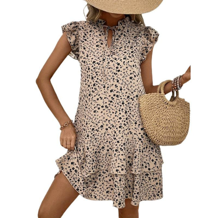 Damen Sommerliches Kleid mit Spitzenärmeln und aufwendig floralem Design Drune