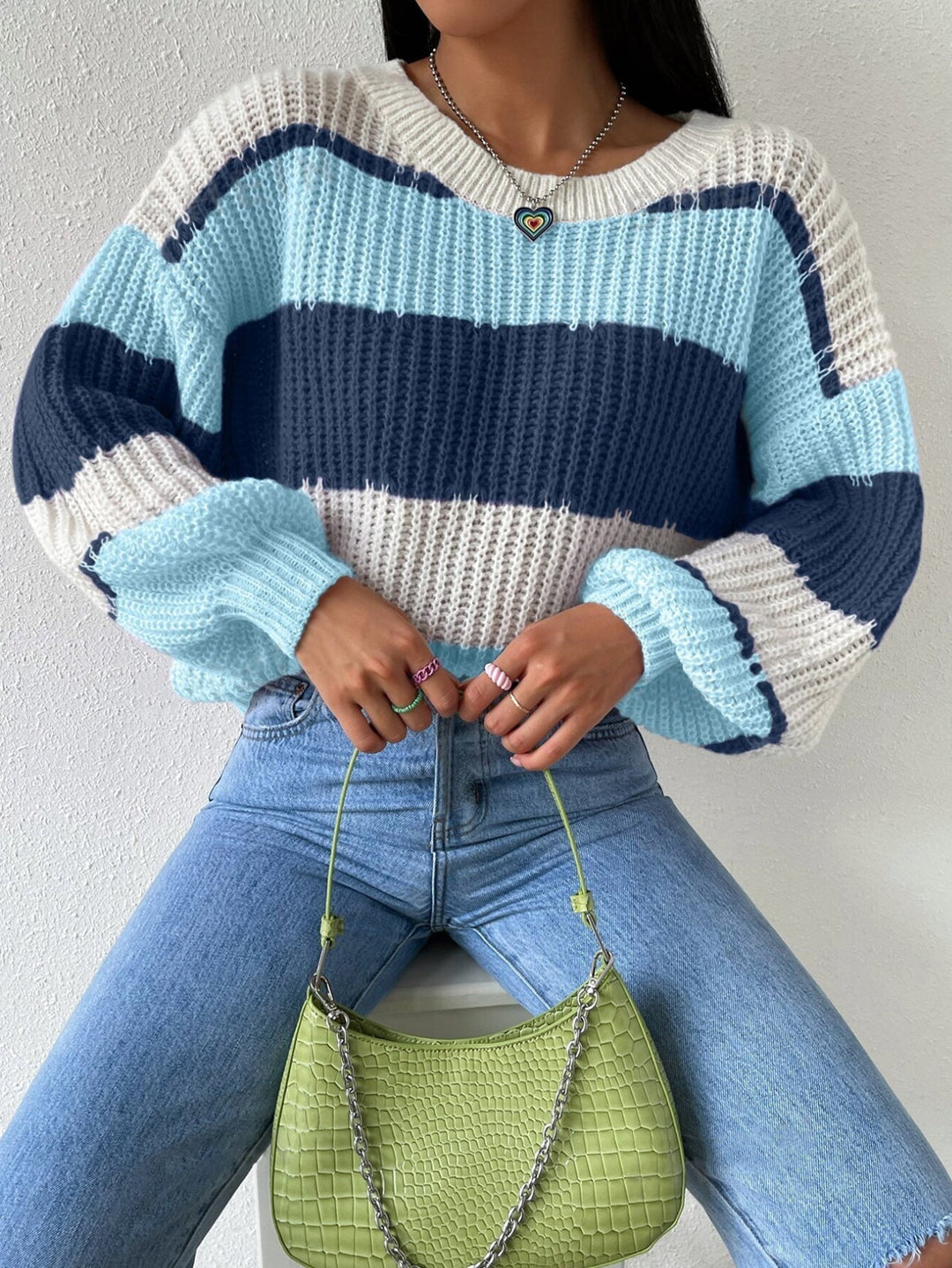 Drune | Pullover Pullover Grobstrick Übergröße Fit Langarm Freizeit Crew Neck