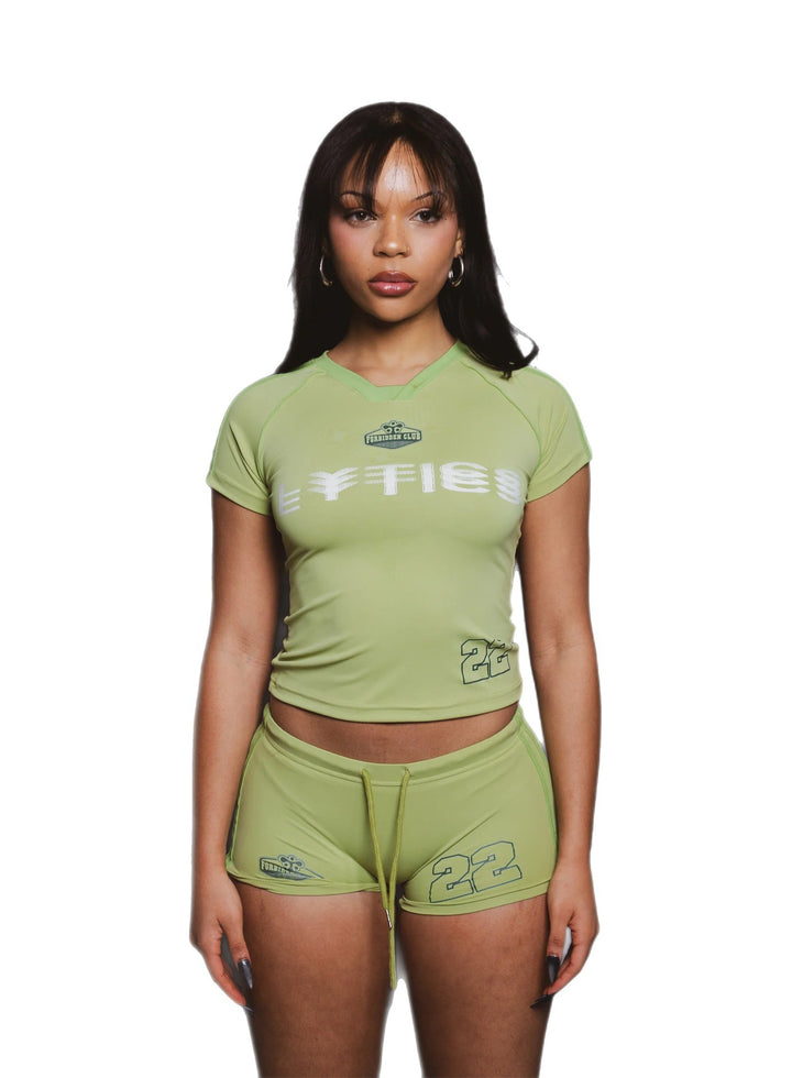 Damen Sport-Set mit figurbetonter Shorts und kurzärmeliger Oberteil Drune