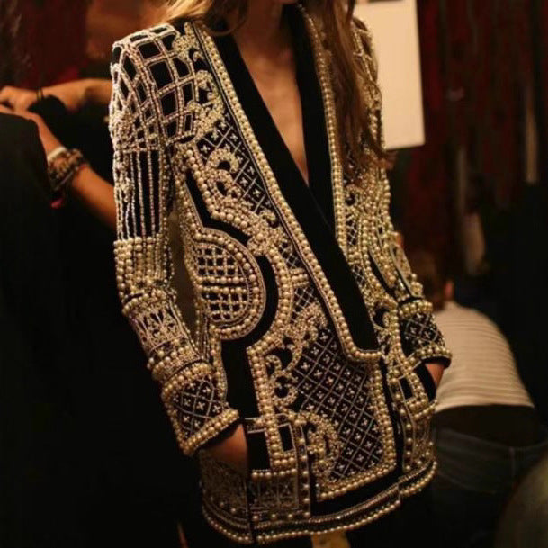 Damen Glamouröser Blazer mit Paillettenverzierung Drune