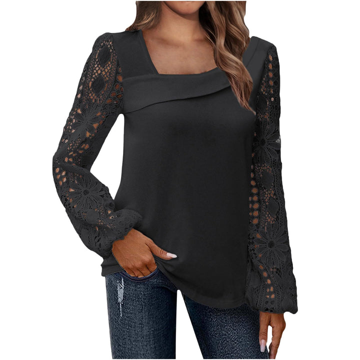 Damen Bluse mit floralen Spitzenärmel und voluminösem Schnitt Drune