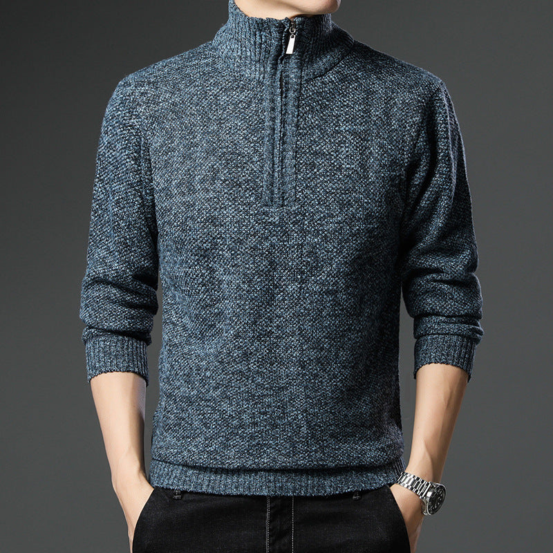 Herren modischer Pullover mit halb hochschließendem Reißverschluss und strukturiertem Design Drune