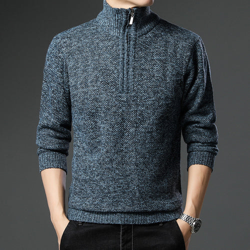 Herren modischer Pullover mit halb hochschließendem Reißverschluss und strukturiertem Design Drune