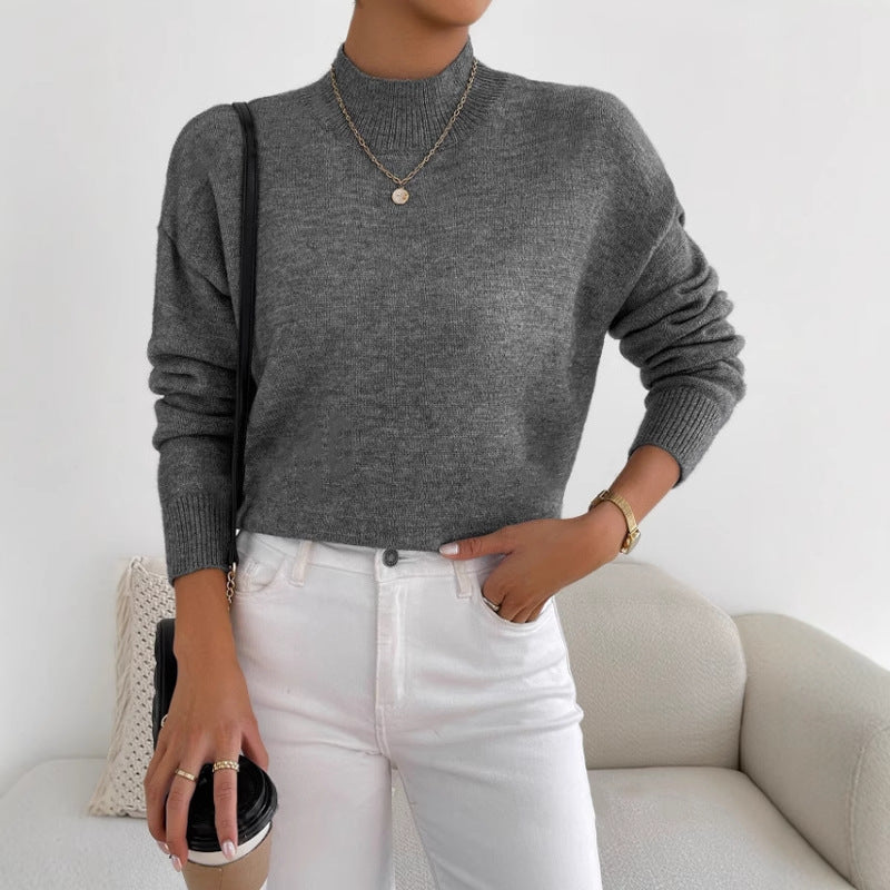 Damen Pullover mit hohem Kragen und weichem Material Drune