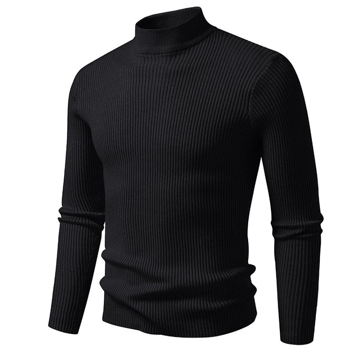 Herren eleganter Rollkragenpullover aus feinem Rippstrick Drune