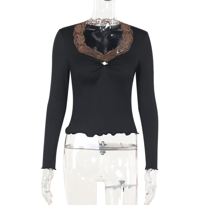 Damen Langarmshirt mit eleganter Spitze und verspieltem Detail Drune
