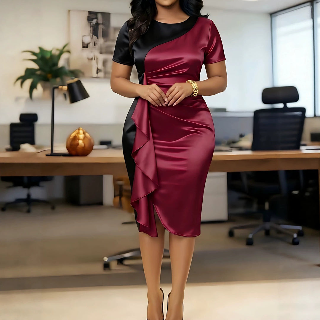 Damen Glamouröses Wickelkleid mit asymmetrischer Drapierung Drune