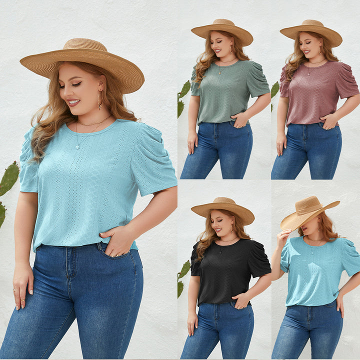 Damen Elegantes Blusenshirt mit Puffärmeln und Strukturmuster Drune