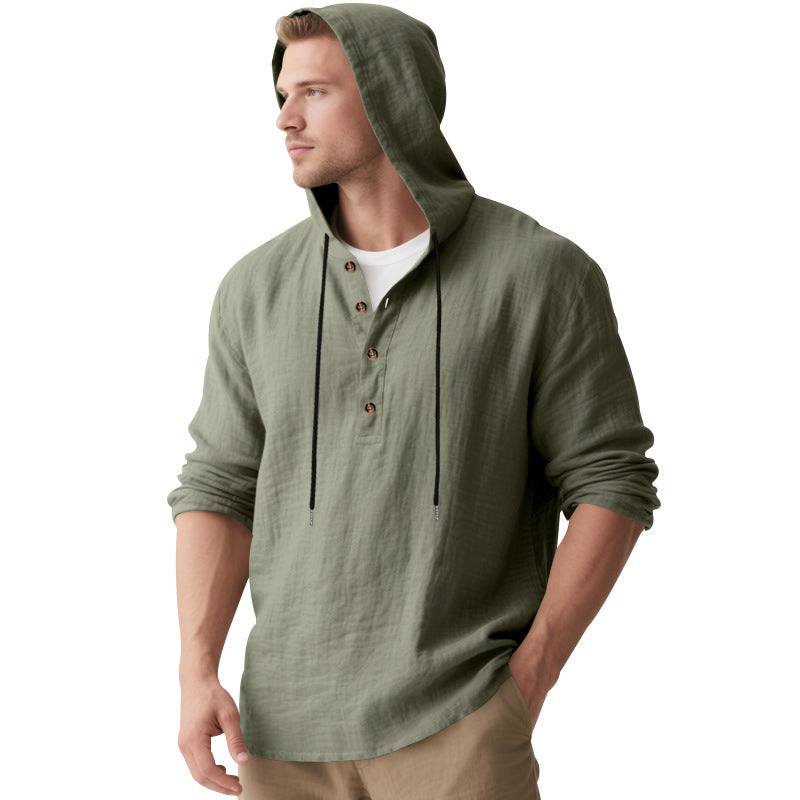 Herren Kapuzenshirt mit Knopfleiste und lässigem Schnitt Drune
