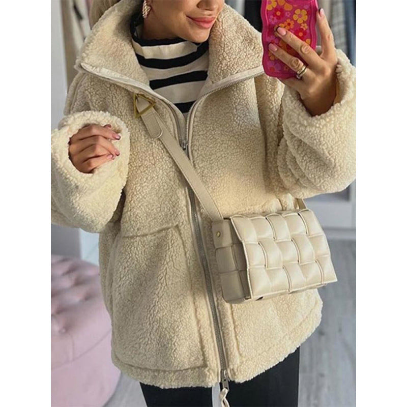Damen Fleecejacke mit hochschließendem Kragen und Taschen Drune