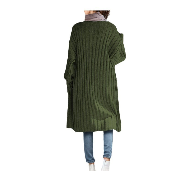 Damen Langer Strickmantel mit eleganten Rippstrukturen und weitem Schnitt Drune