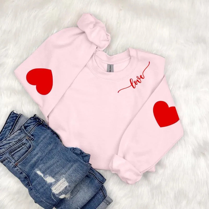 Damen Sweatshirt mit Herzen-Design und lässigem Schnitt Drune