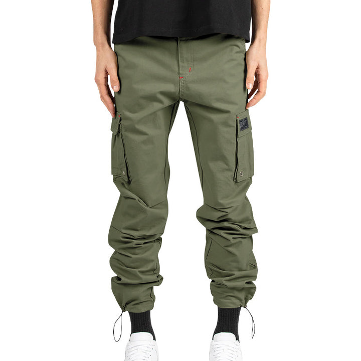Herren nan Multitaschen-Freizeithose aus Baumwoll-Twill mit konischem Bein und verstellbarem Knöchelzug Drune