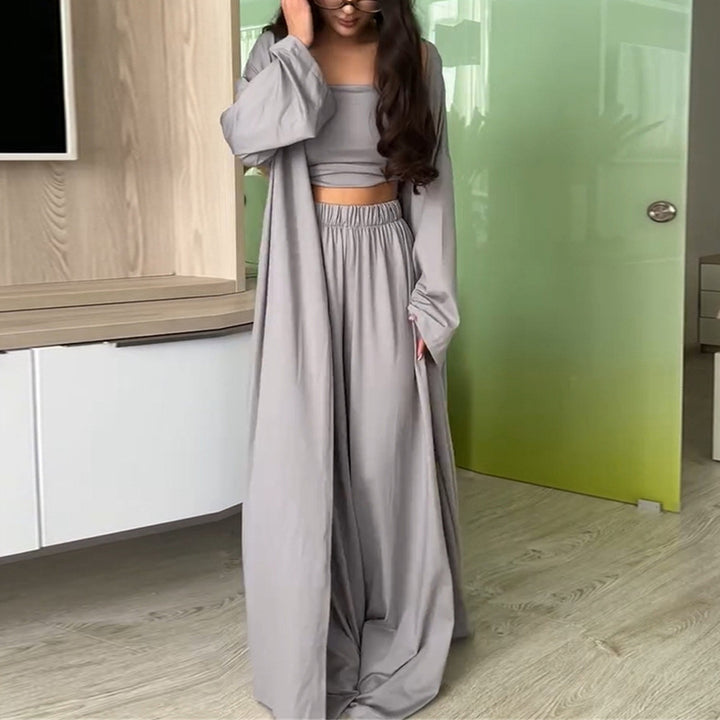 Damen eleganter Lounge-Anzug mit weit geschnittenem Cardigan Drune