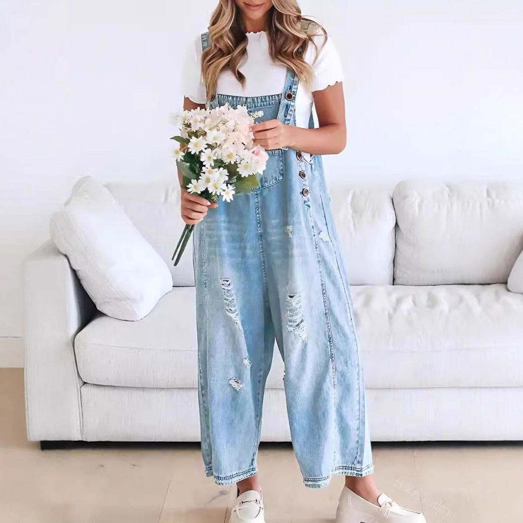 Femme Relaxed Fit Denim Latzhose Drune