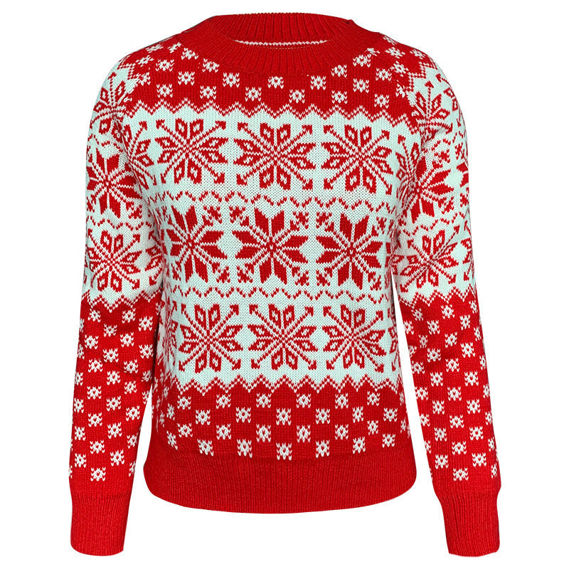 Damen winterlicher Strickpullover mit festlichem Schneeflockenmuster Drune