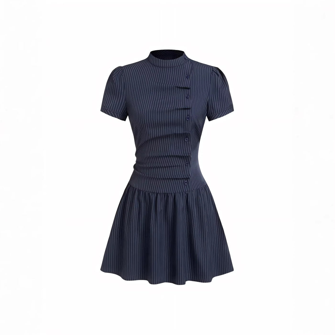 Damen Minikleid mit Knopfdetails und gerafftem Schnitt Drune