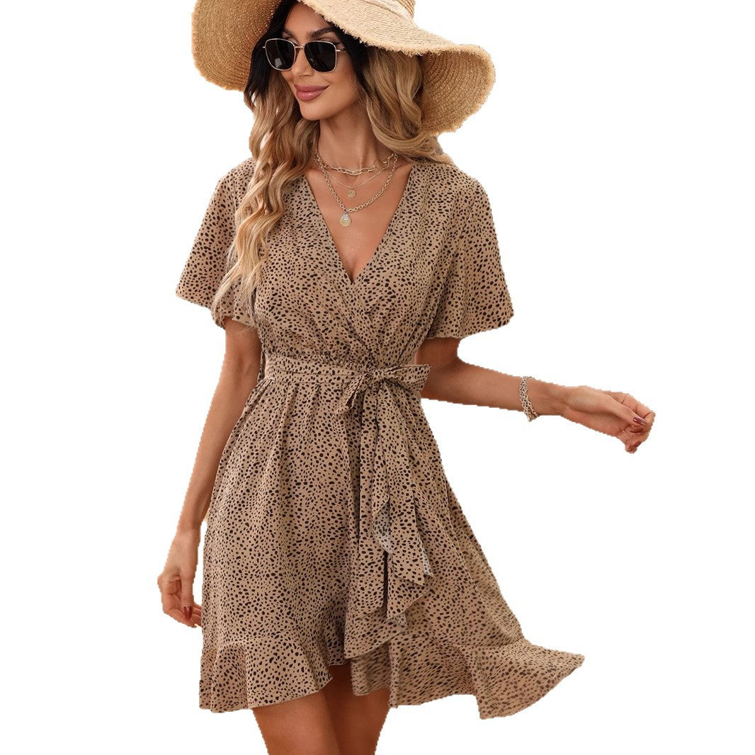 Damen Wickelkleid mit voluminösen Ärmeln und asymmetrischem Saum Drune