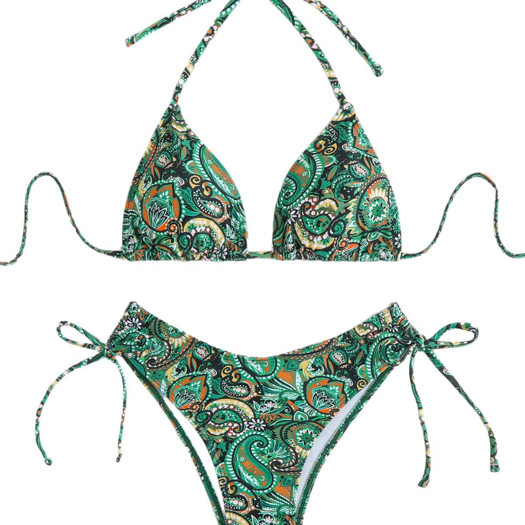 Damen Triangel-Bikini-Set mit verspieltem Paisley-Muster Drune