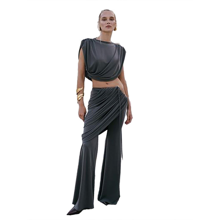 Damen Elegantes Set mit gerafftem Oberteil und weitem Bund Drune