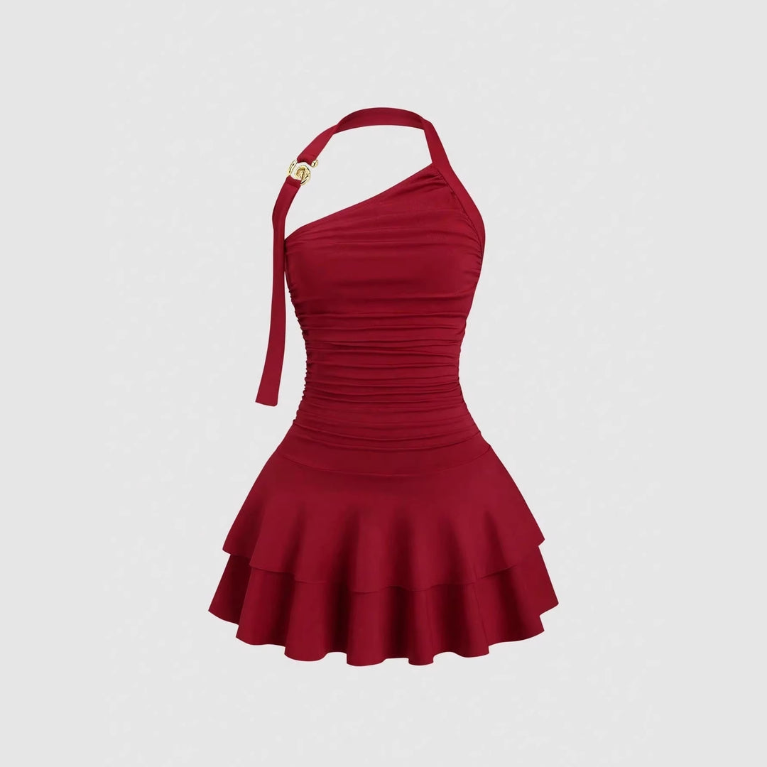 Damen asymmetrisches Wickelkleid mit gerafftem Design Drune