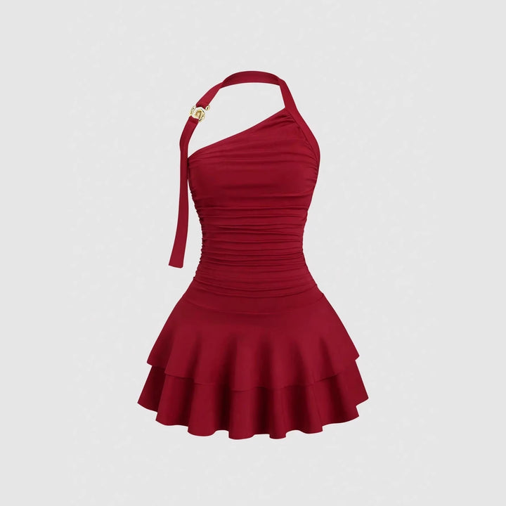 Damen asymmetrisches Wickelkleid mit gerafftem Design Drune