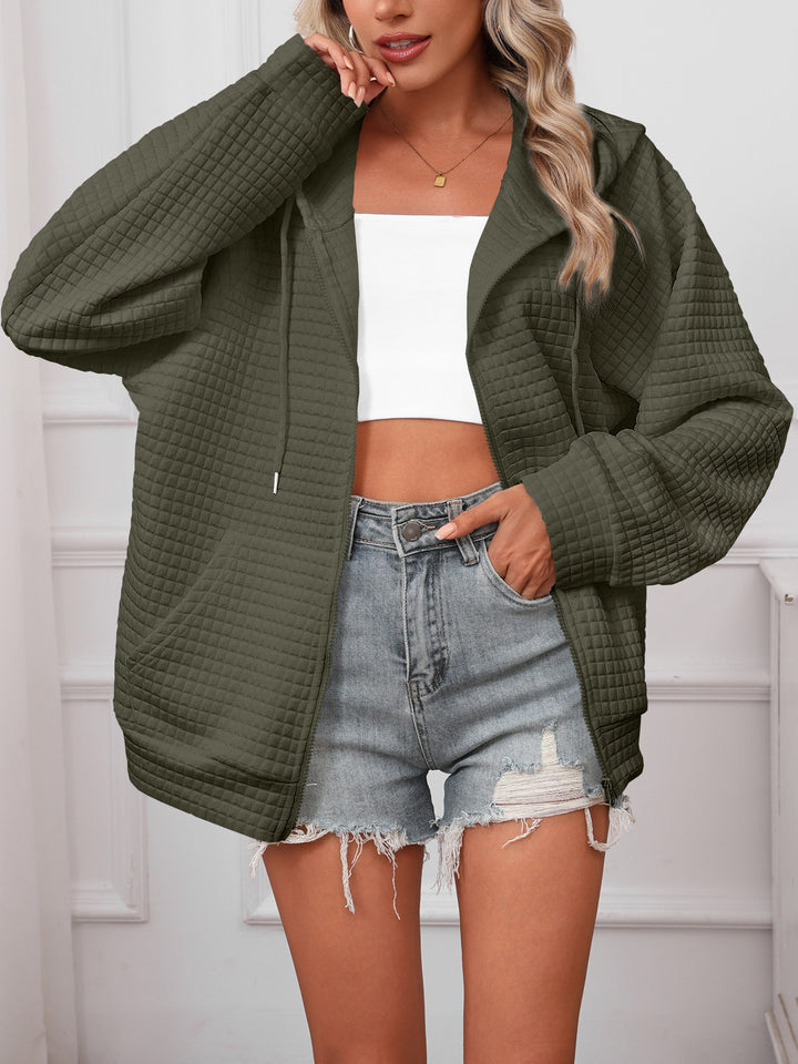 Damen Oversized Kapuzenjacke aus strukturiertem Material Drune