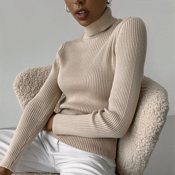 Damen Rollkragenpullover im feinen Rippenstrick Drune