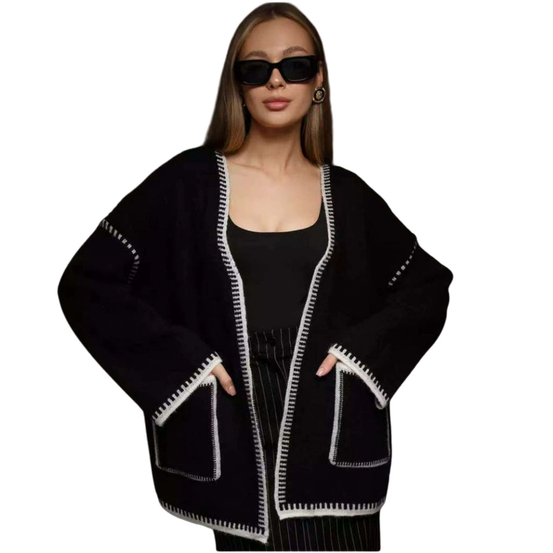 Damen Strickjacke mit großem Revers und praktischen Taschen Drune