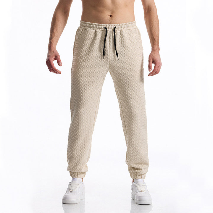 Herren bequeme Freizeithose mit elastischem Bund und Strukturmuster Drune