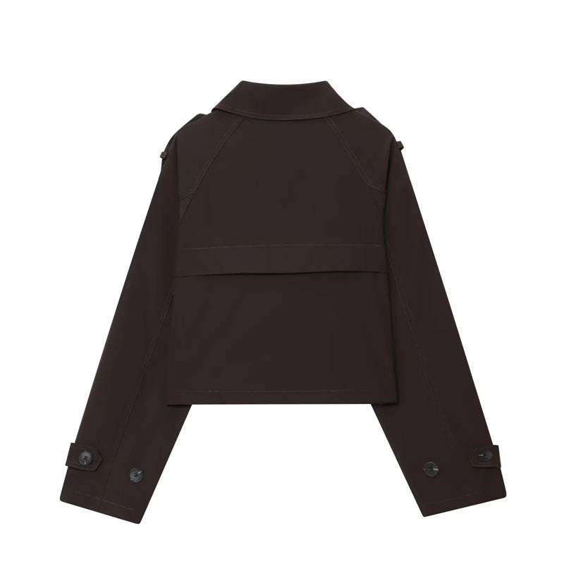 Damen Modische Kurzjacke im doppelten Knopfdesign Drune