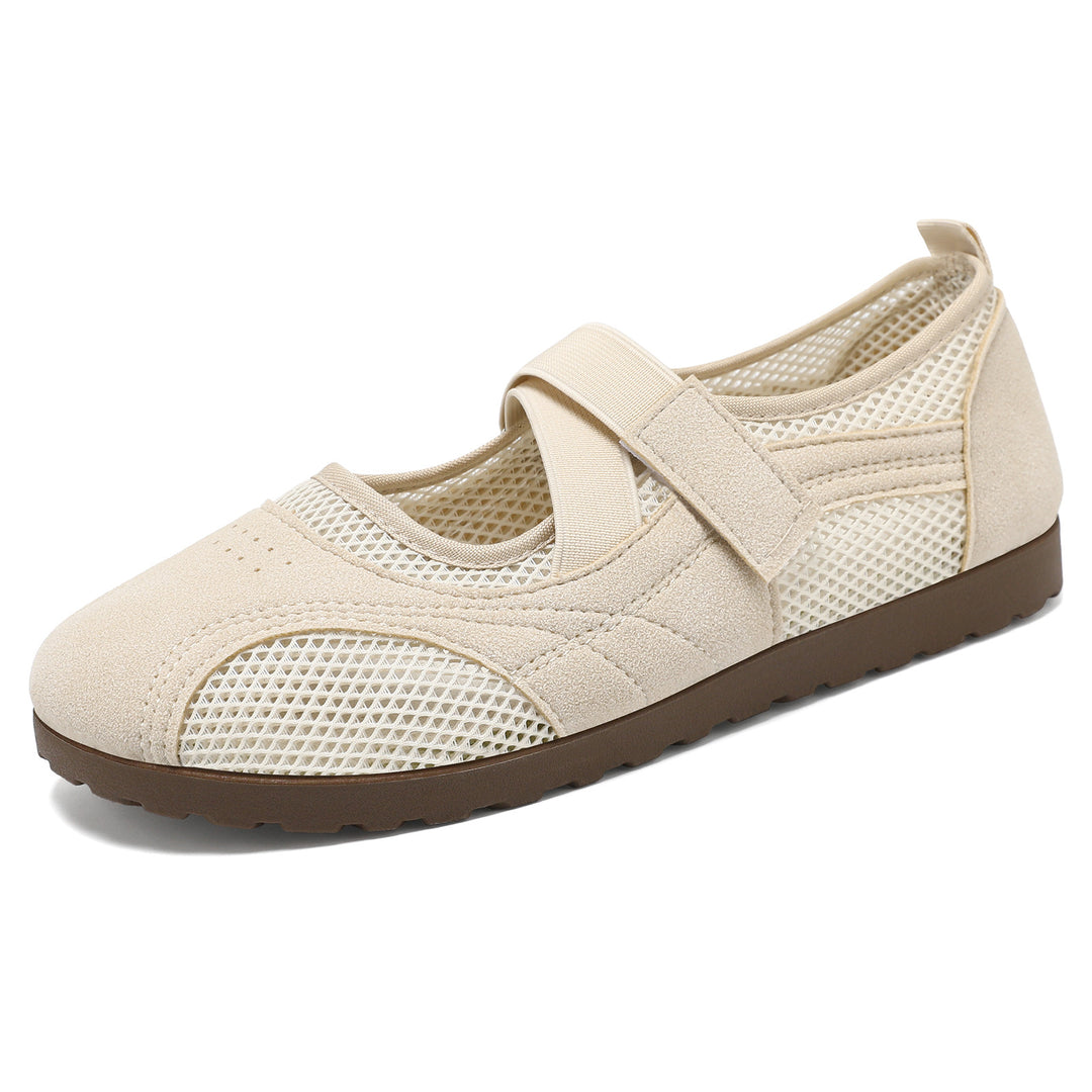 Damen nan atmungsaktive Mary-Jane-Walking-Halbschuh mit Klettverschluss und verstärkter Profilsohle Drune