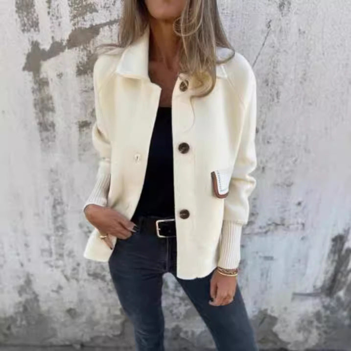 Damen gemütliche Cardigan-Jacke mit Knöpfen Drune