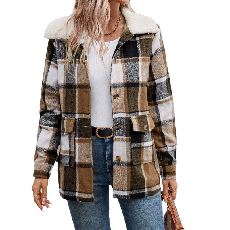 Damen Flanelljacke im klassischen Karomuster mit großen Taschen Drune