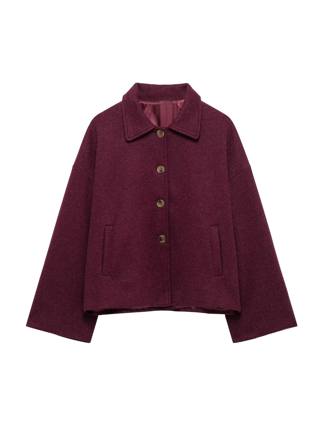 Damen Oversize Wolljacke mit dekorativen Knöpfen Drune