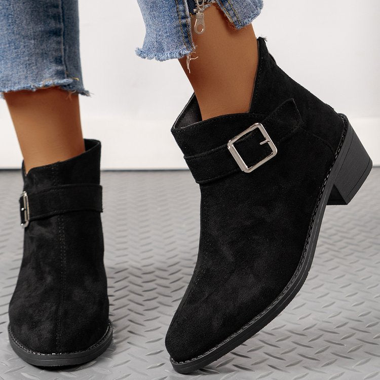 Damen Stiefeletten mit modischem Schnallen-Detail und komfortablem Blockabsatz Drune