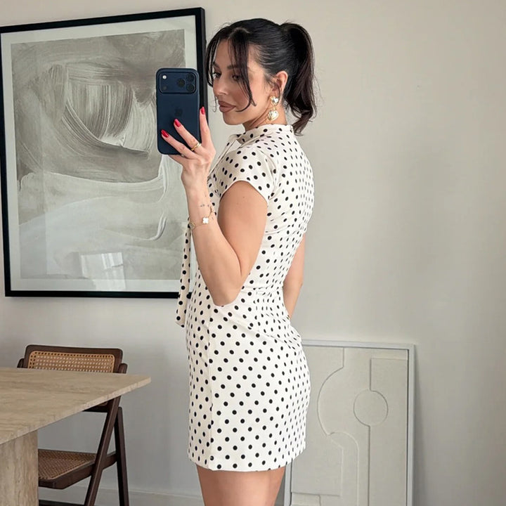 Damen Minikleid mit modischem Schlüssel-Ausschnitt und festem Oberteil Drune