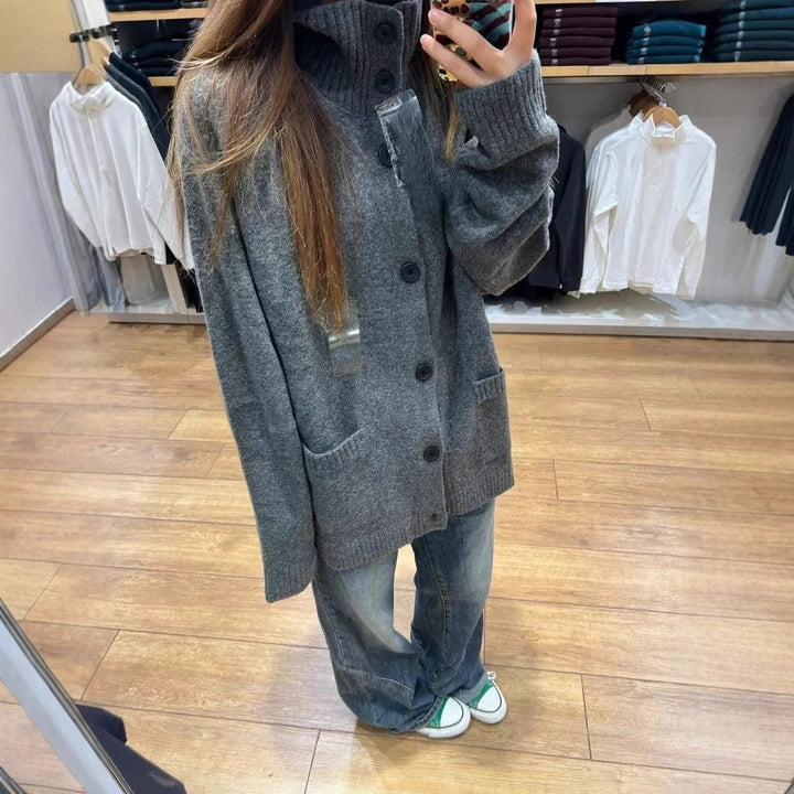 Damen Übergroße Strickjacke mit hohen Taschen Drune