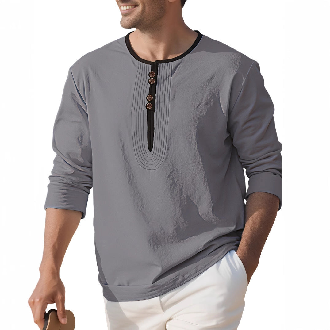 Herren Langarmshirt mit stylischem Knopfdesign Drune