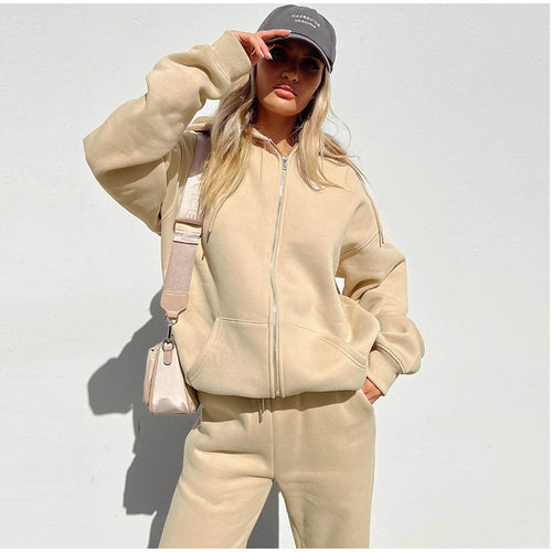Damen Sport-Fleece-Set mit hochwertigem Reißverschluss und praktischem Taschen Drune
