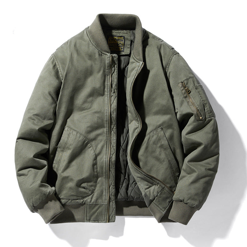 Herren  Baumwoll-Twill gepolsterte Aviator Bomber mit gestepptem Innenfutter und Ärmeltasche mit Reißverschluss Drune