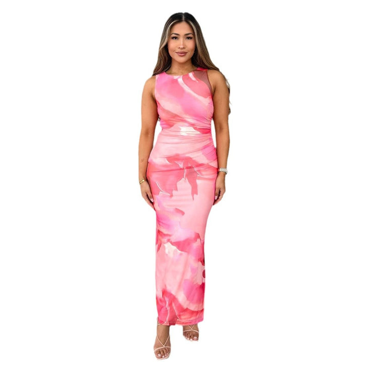 Damen Maxikleid mit modernem Wave-Muster Drune