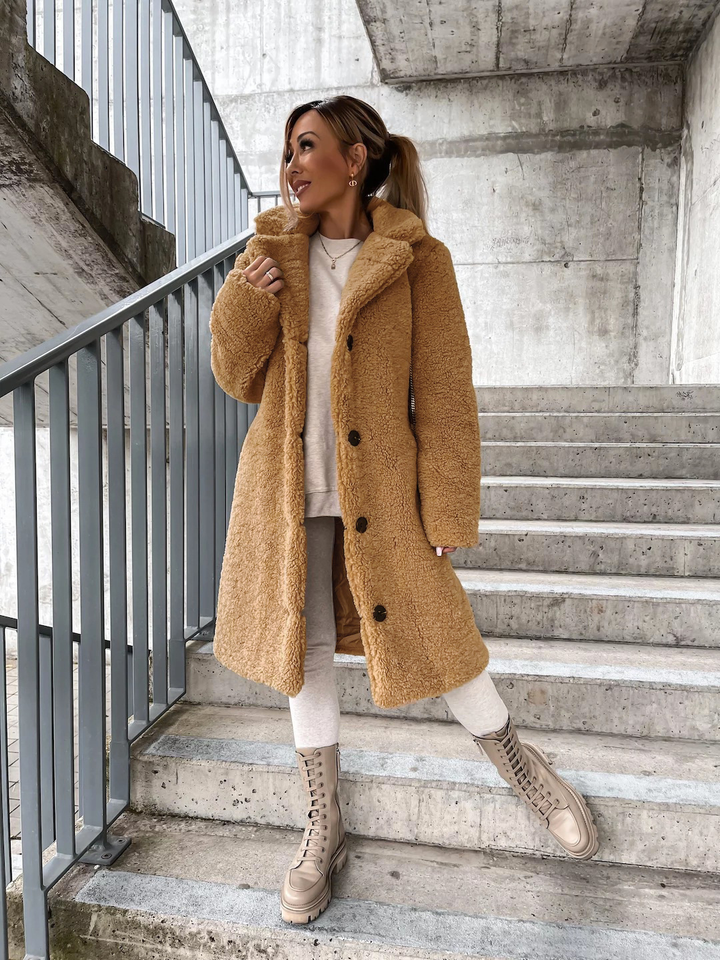 Drune | Damen Winter Teddy Mantel Lang