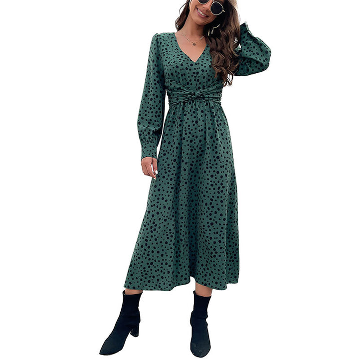 Damen Maxikleid mit Knotendetail und voluminösen Ärmeln Drune