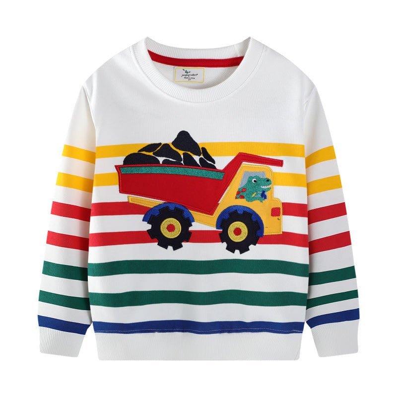 Kinder Sweatshirt mit buntem Baustellen-Lkw-Design Drune
