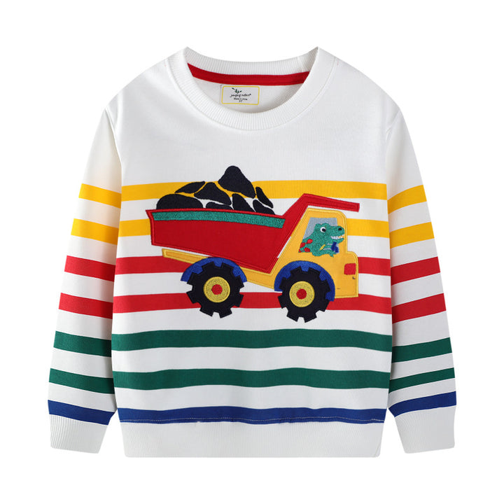 Kinder Sweatshirt mit buntem Baustellen-Lkw-Design Drune
