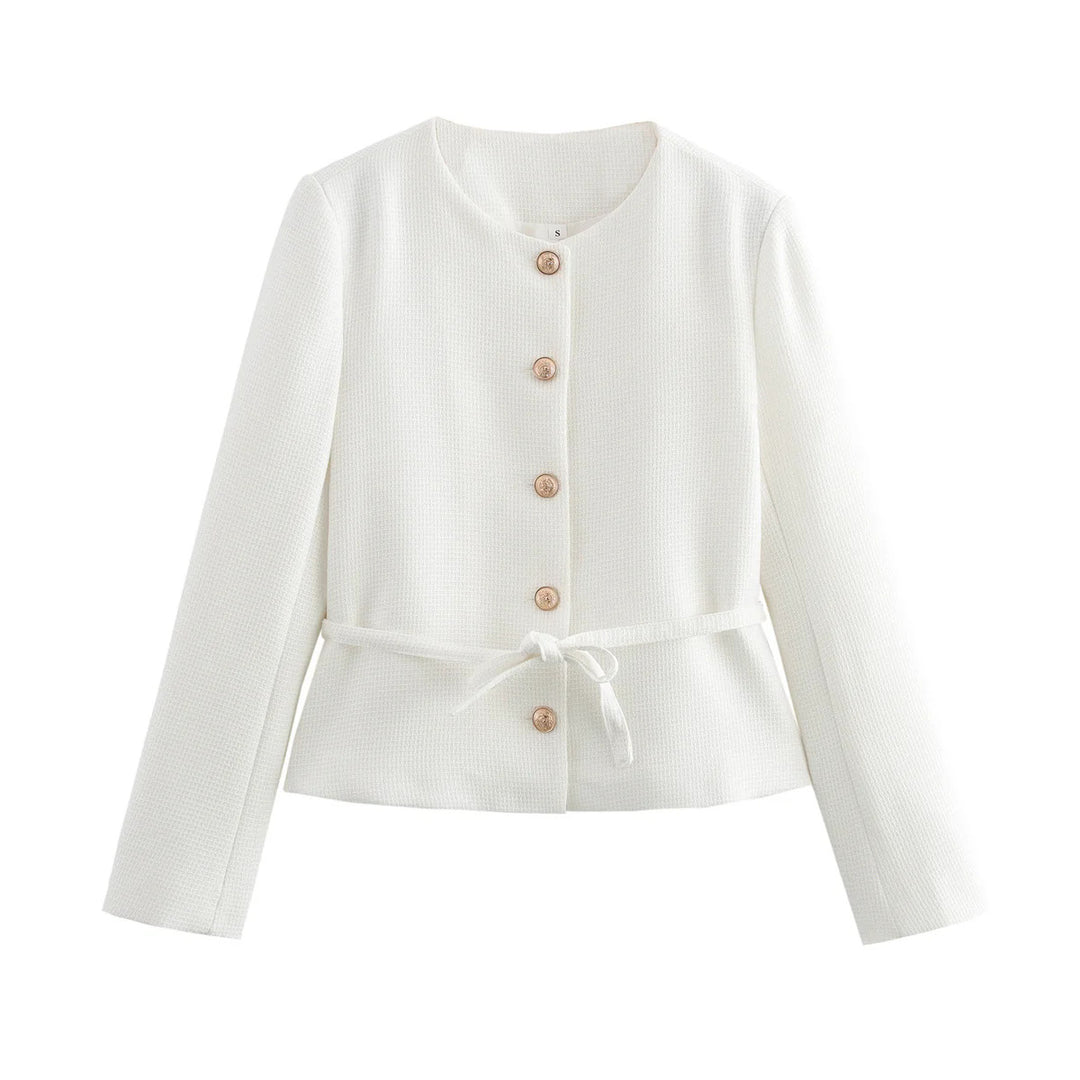 Damen stylistische Übergangsjacke mit Knopfdetails und Bindeband Drune