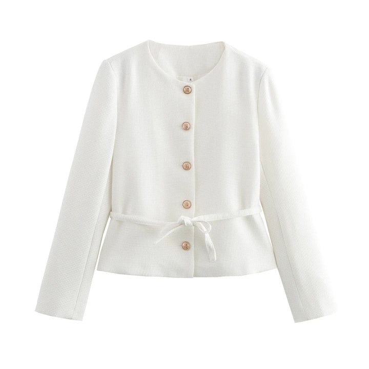 Damen stylistische Übergangsjacke mit Knopfdetails und Bindeband Drune